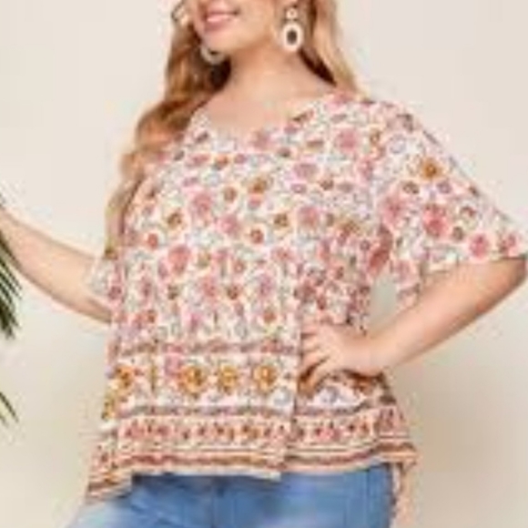 SHEIN Women's Floral Print Peplum Top - Picture 8 of 8